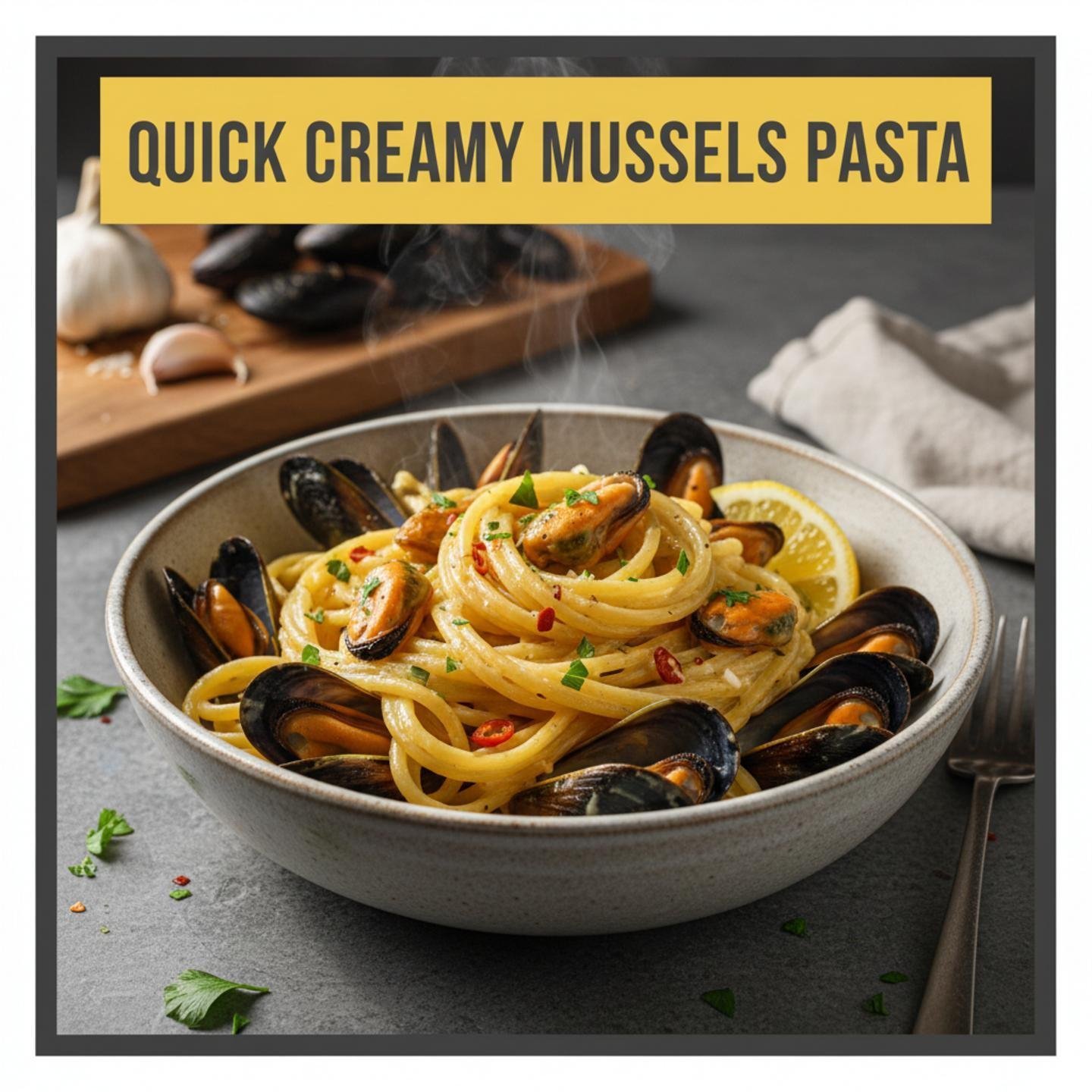 Quick Creamy Mussels Pasta