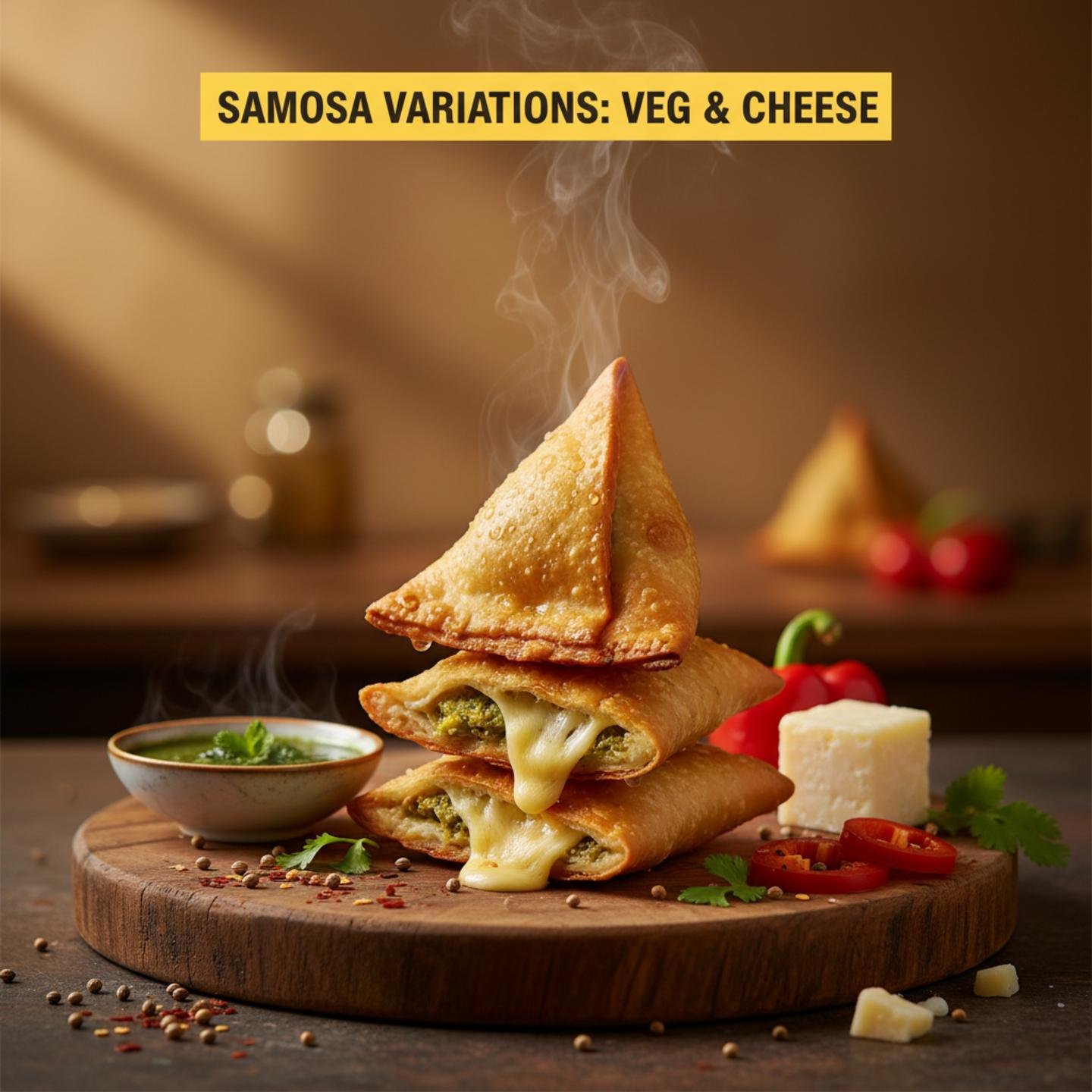Samosa Variations: Veg & Cheese