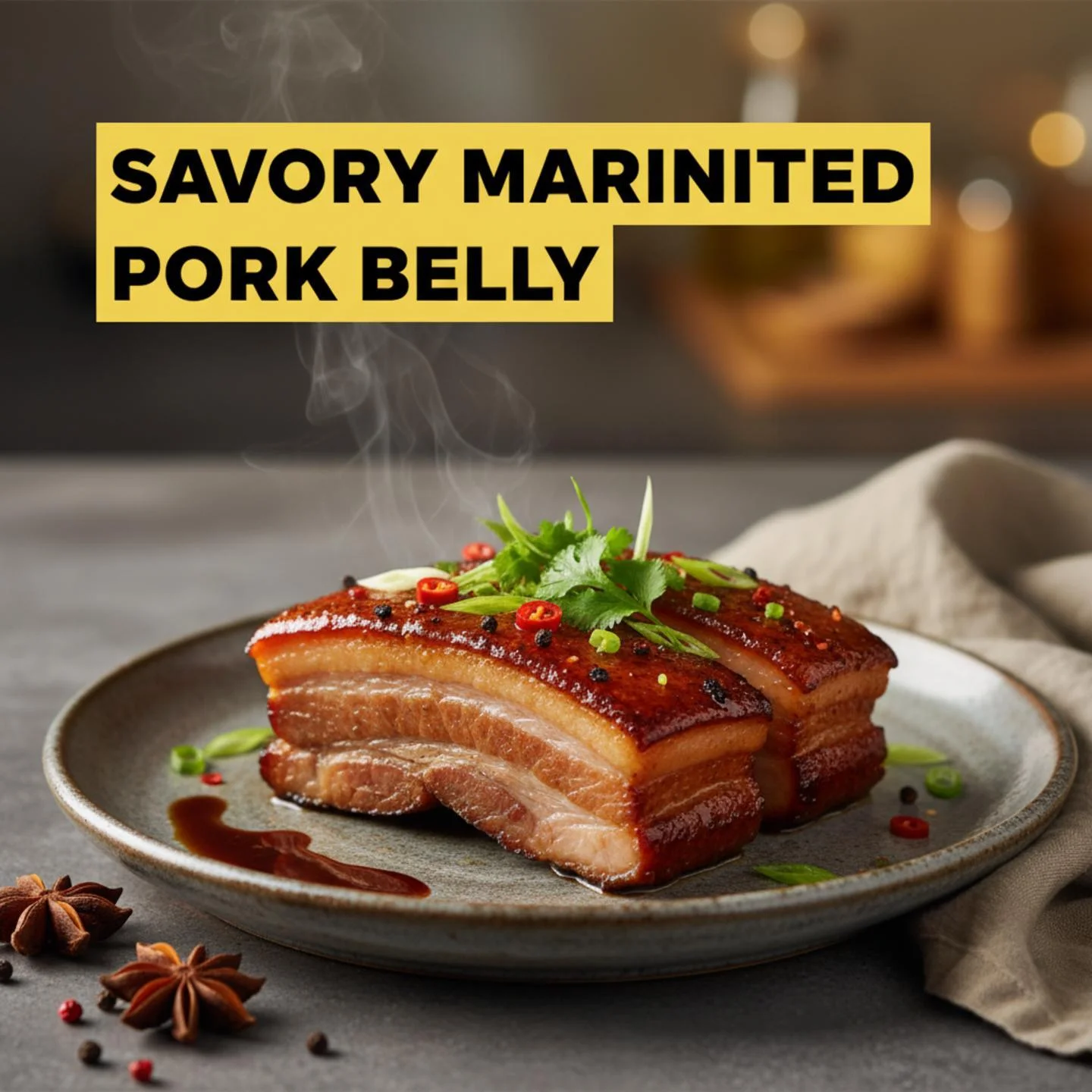 Savory Marinated Pork Belly