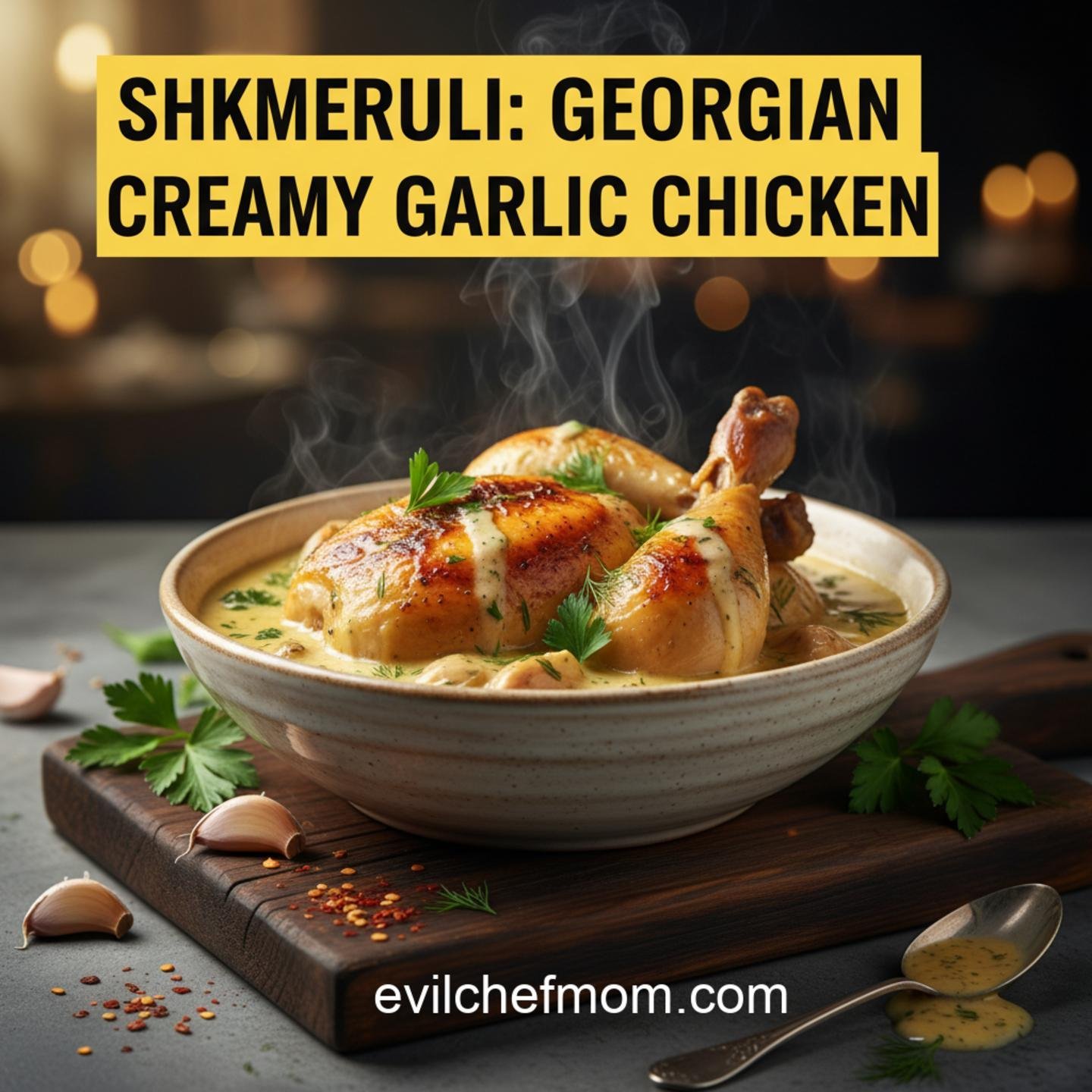 Shkmeruli: Georgian Creamy Garlic Chicken