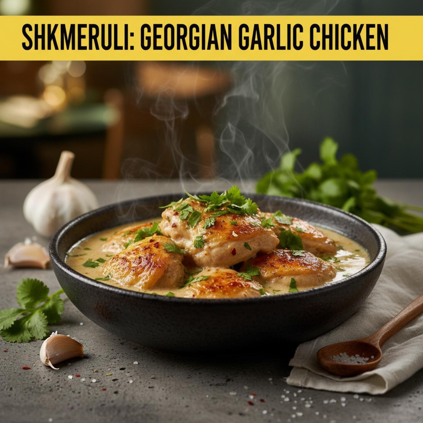 Shkmeruli: Georgian Garlic Chicken