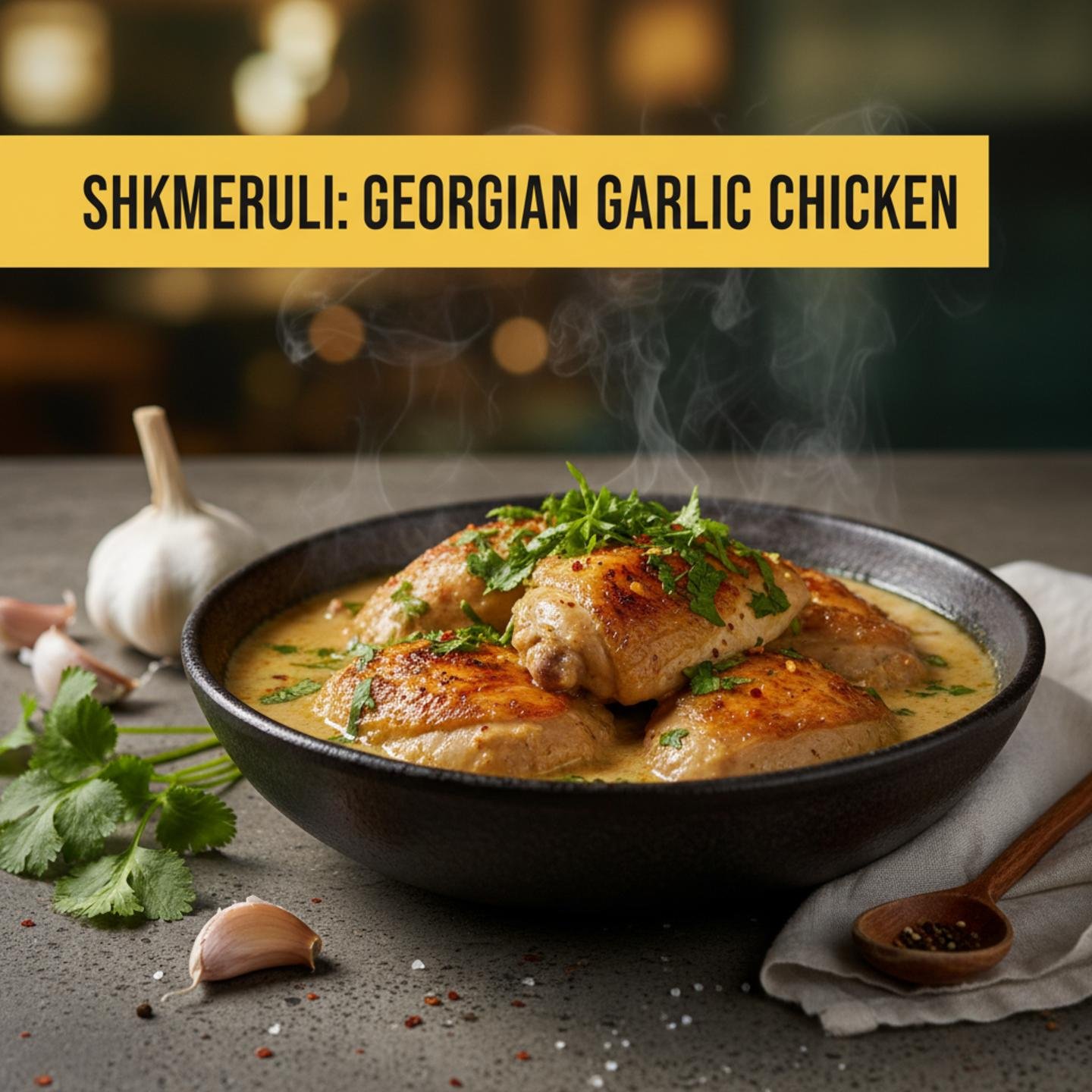 Shkmeruli: Georgian Garlic Chicken
