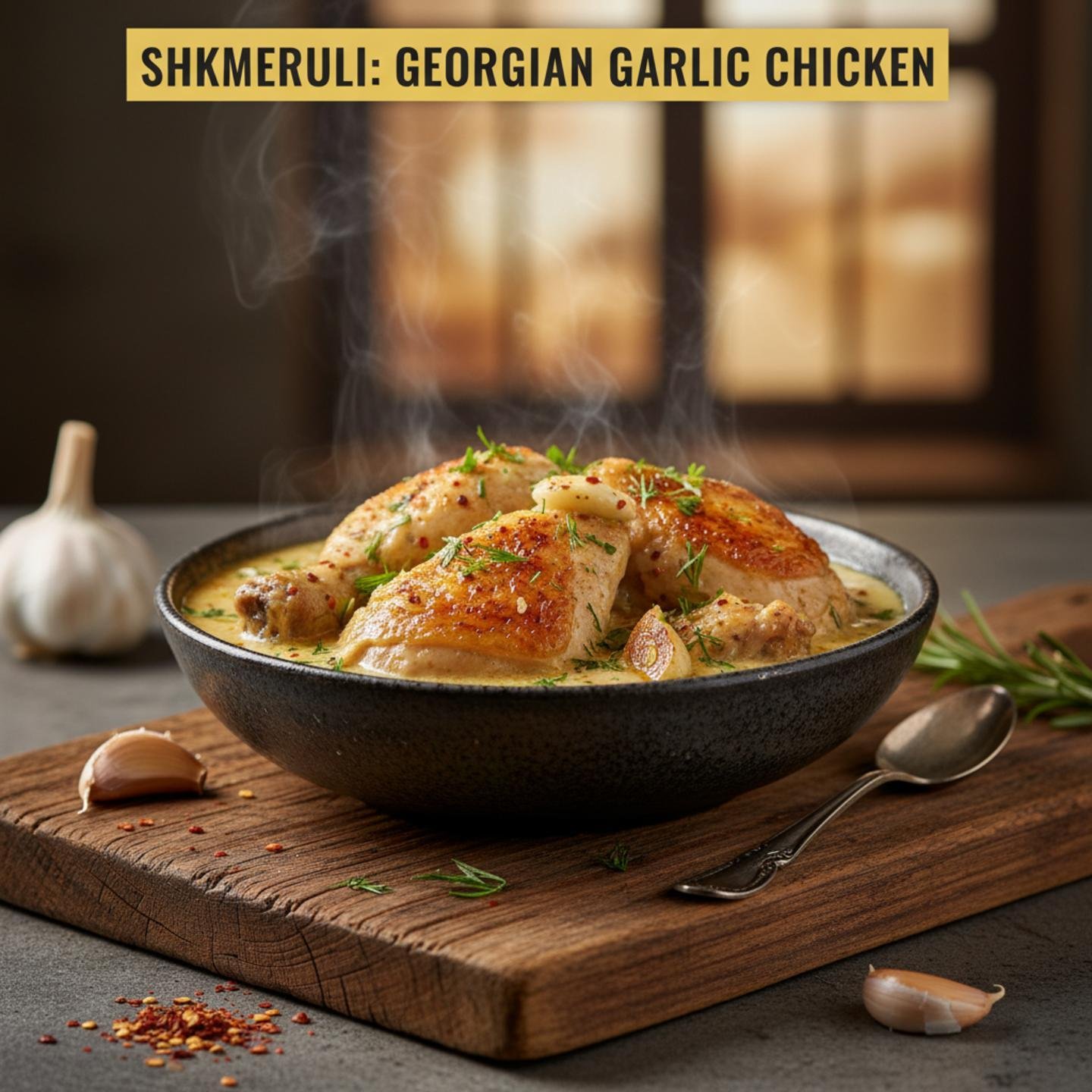 Shkmeruli: Georgian Garlic Chicken
