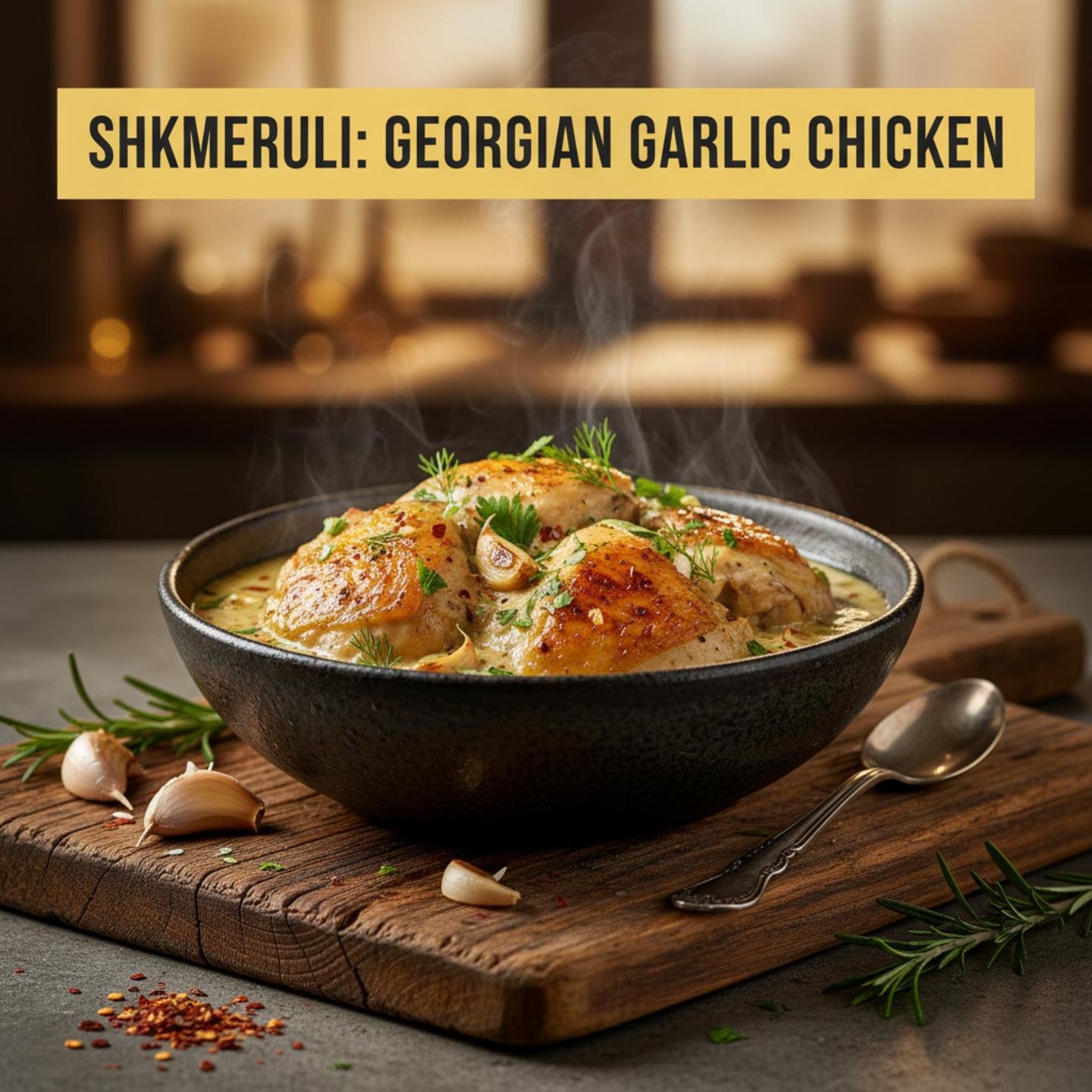 Shkmeruli: Georgian Garlic Chicken
