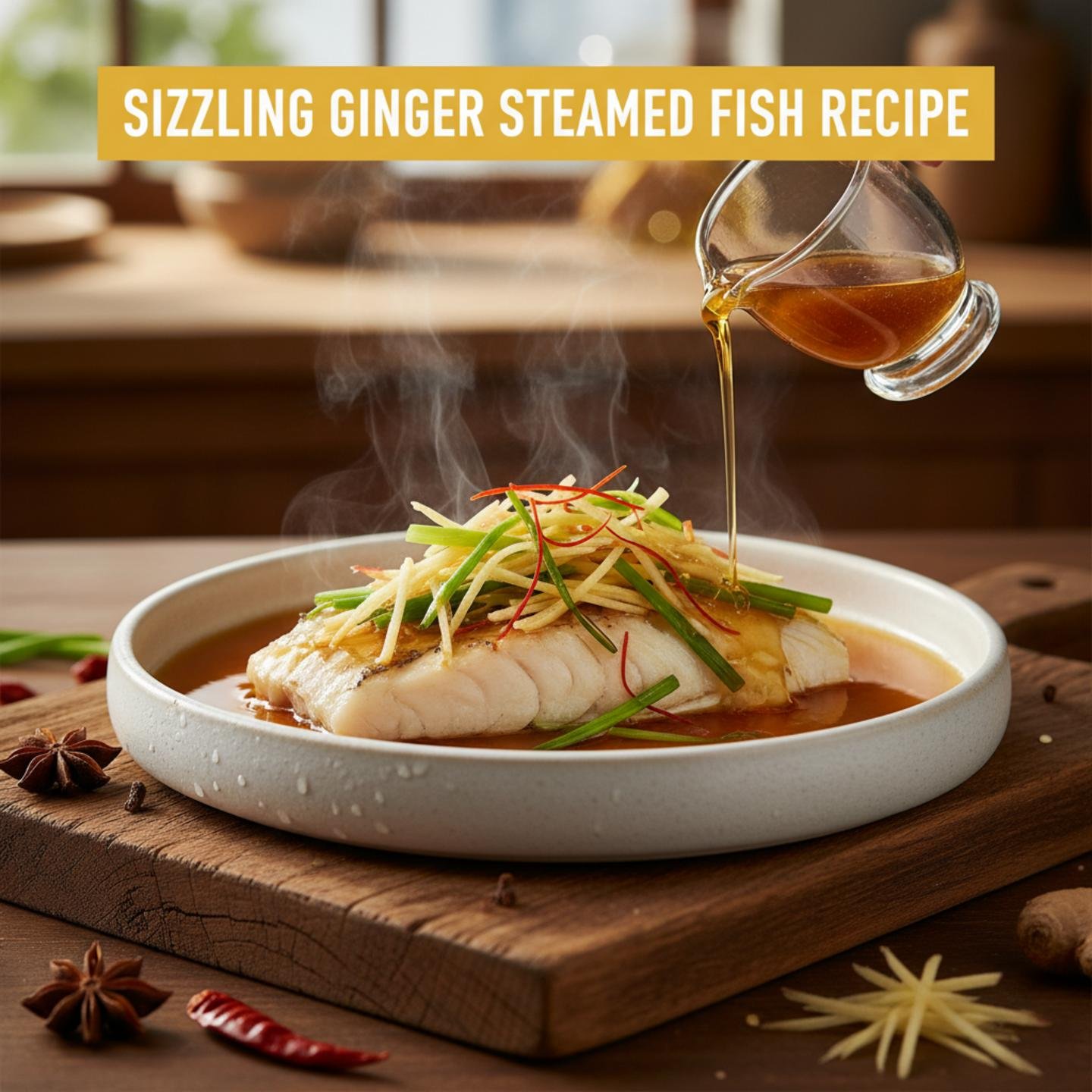 Sizzling Ginger Steamed Fish Recipe