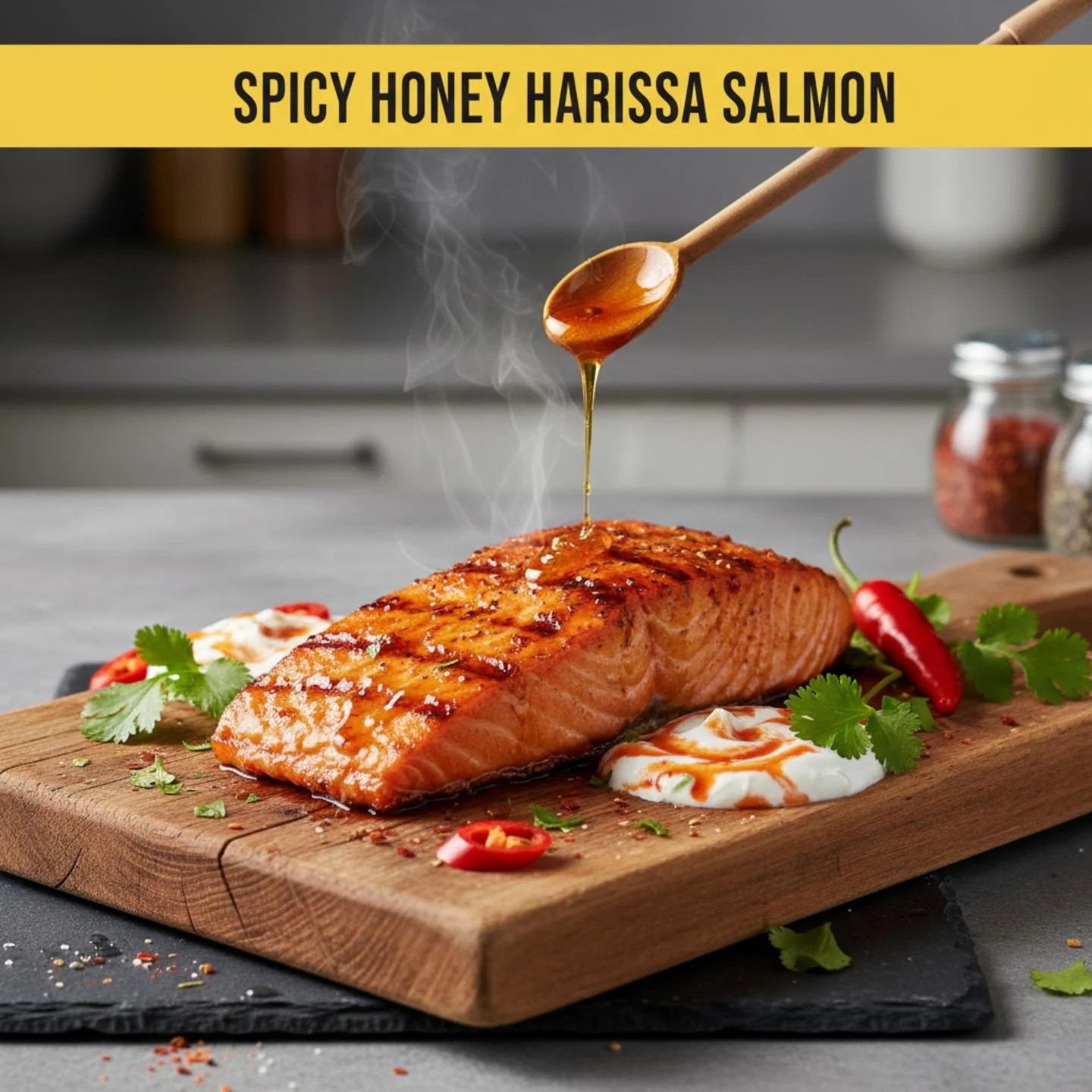 Spicy Honey Harissa Salmon