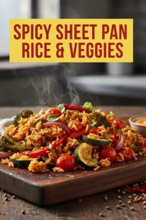 Spicy Sheet Pan Rice & Veggies