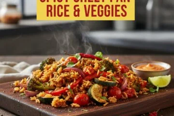 Spicy Sheet Pan Rice & Veggies