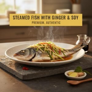 Steamed Fish with Ginger & Soy