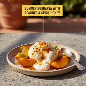 Summer Burrata with Peaches & Spicy Honey