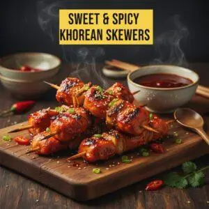 Sweet & Spicy Korean Chicken Skewers