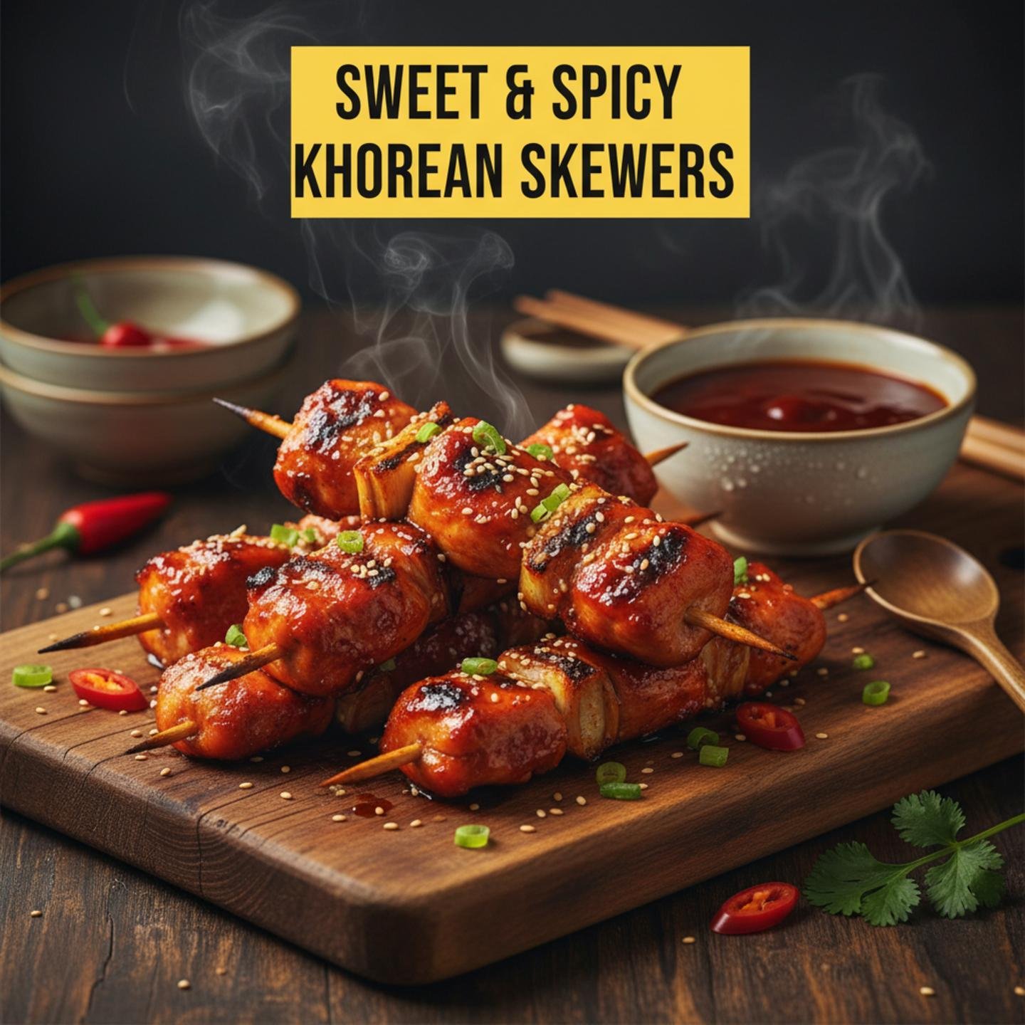 Sweet & Spicy Korean Chicken Skewers
