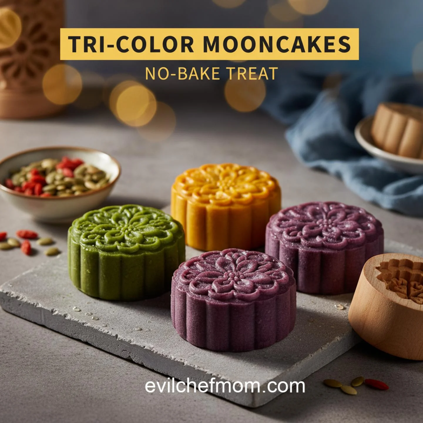 Tri-Color Mooncakes: No-Bake Treat