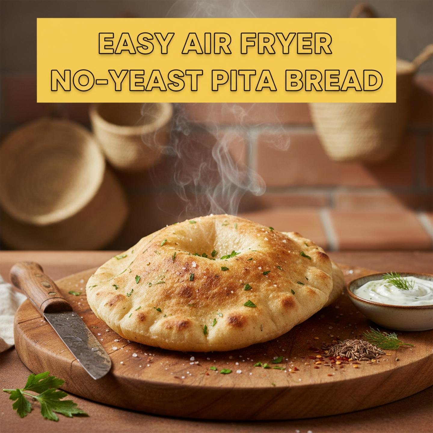 Easy Air Fryer No-Yeast Pita Bread