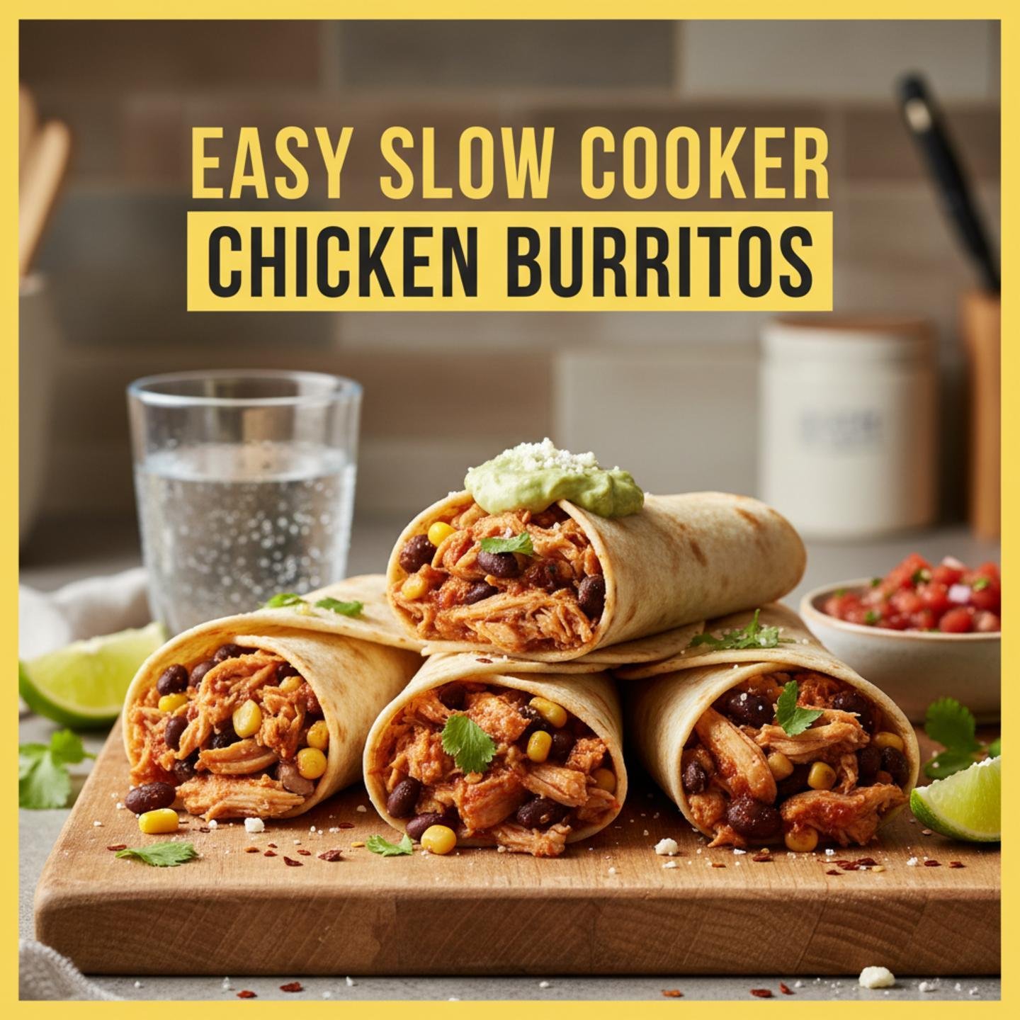 Easy Slow Cooker Chicken Burritos