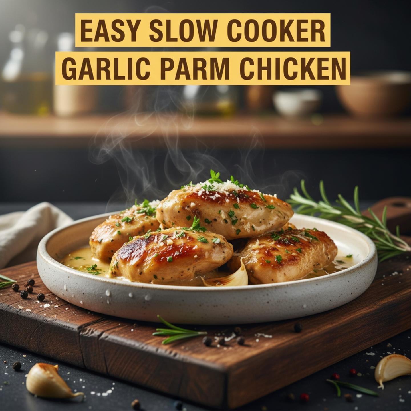Easy Slow Cooker Garlic Parm Chicken