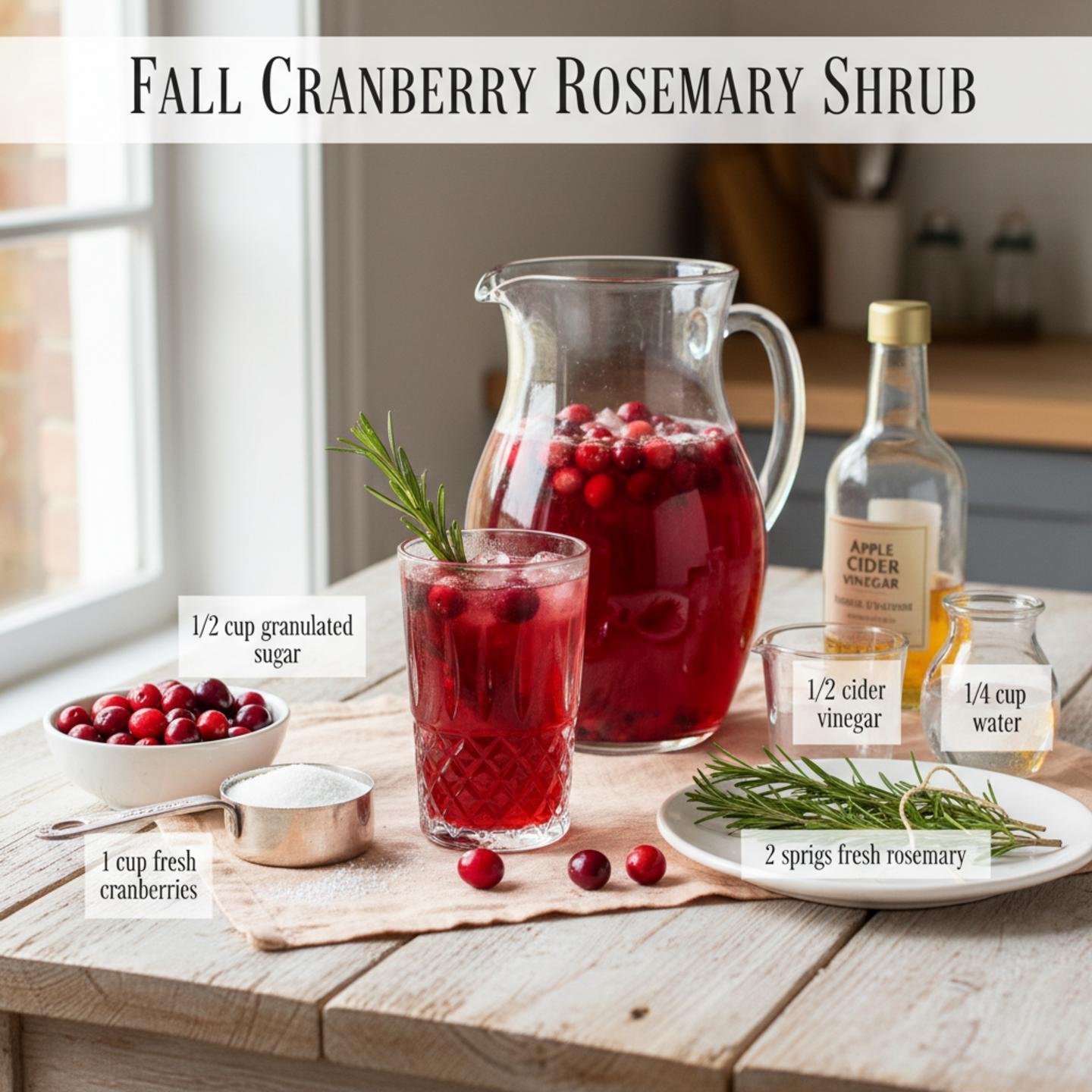 Fall Cranberry Rosemary Shrub