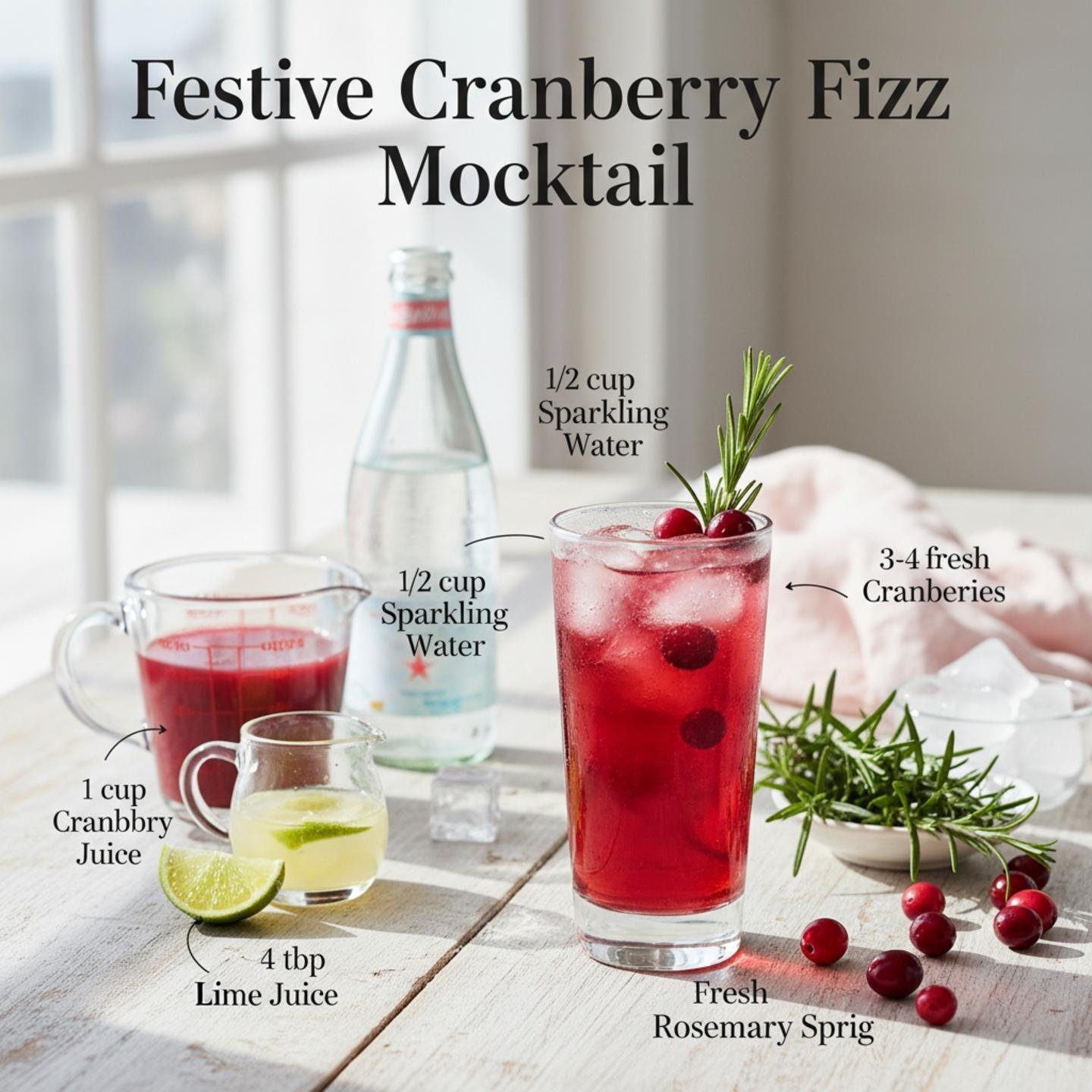 Festive Cranberry Fizz Mocktail