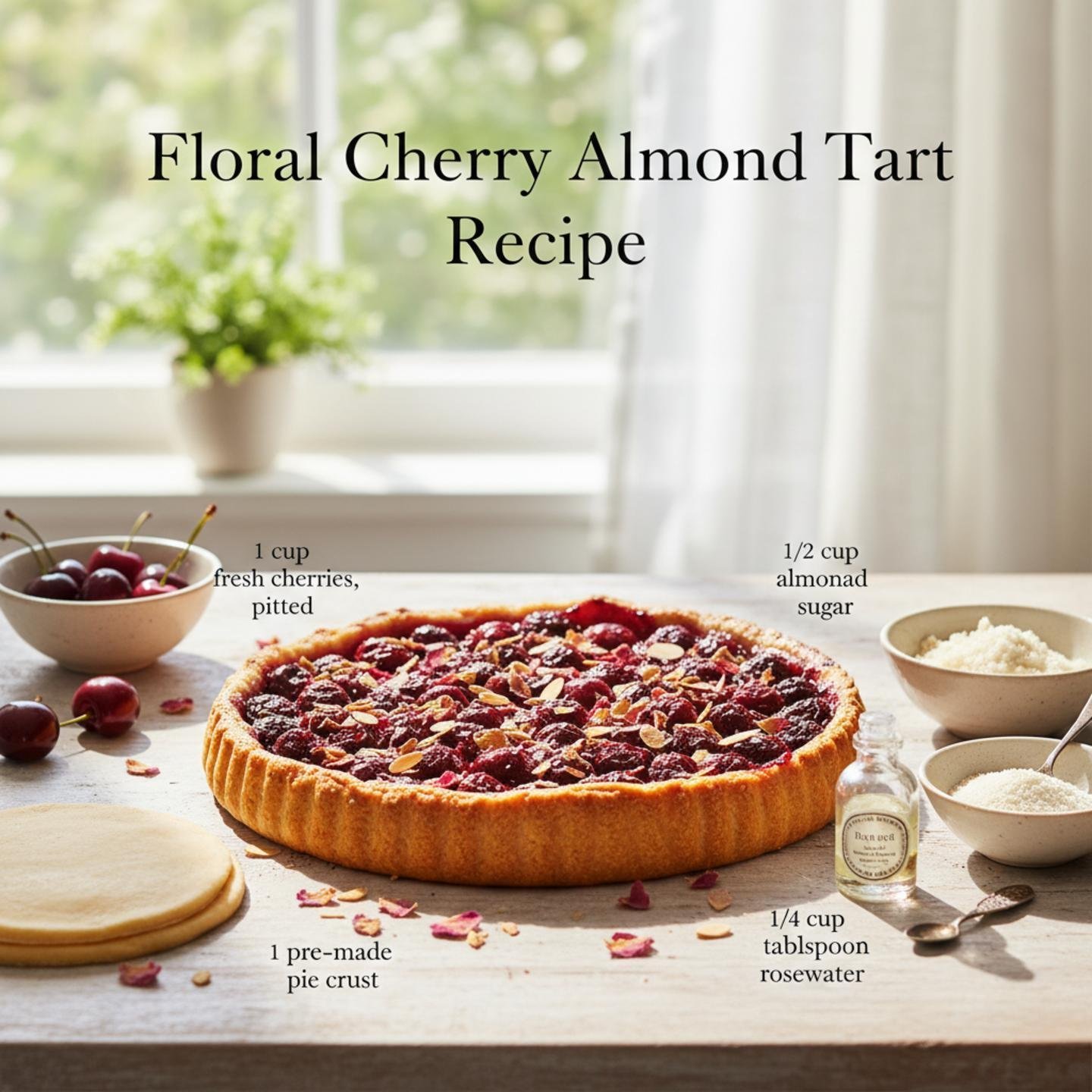 Floral Cherry Almond Tart Recipe