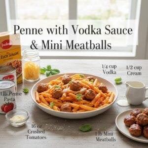 Penne with Vodka Sauce & Mini Meatballs