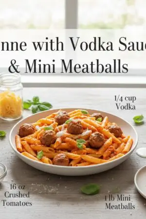 Penne with Vodka Sauce & Mini Meatballs