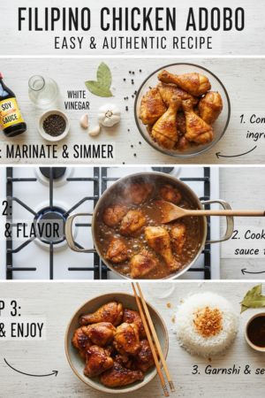 3 Steps to Authentic Filipino Chicken Adobo (Savory)