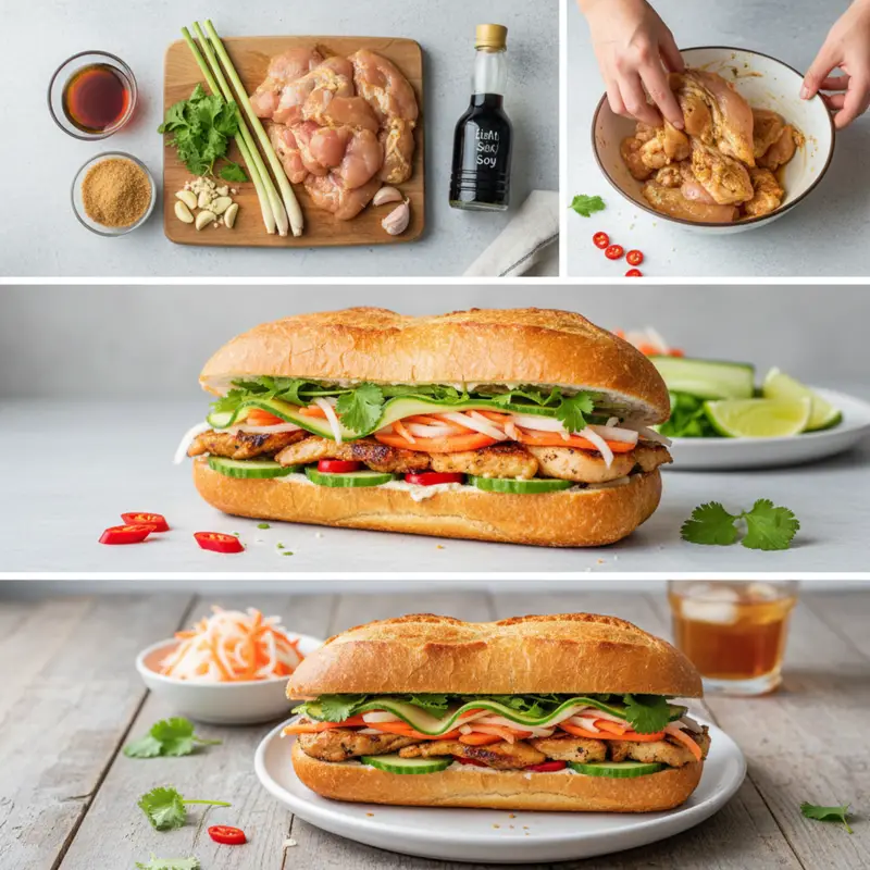 1 Authentic Vietnamese Chicken Banh Mi (Crispy & Fresh)