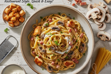 20 Minute Creamy Chicken Boscaiola Pasta (Restaurant Style)