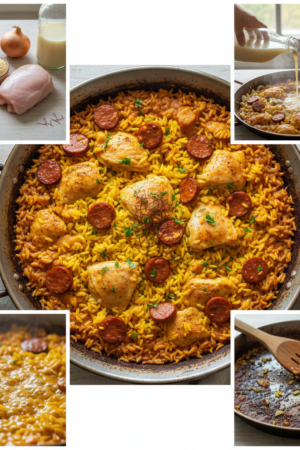 1 Pan Spanish Chicken and Chorizo Paella (Crispy Rice)