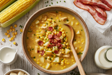 1 Pot Creamy Chicken Corn Chowder with Bacon