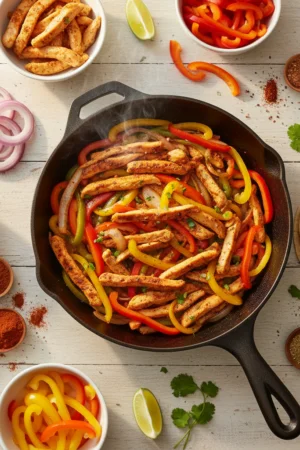 7 Minute Skillet Chicken Fajitas for a Fiesta Dinner