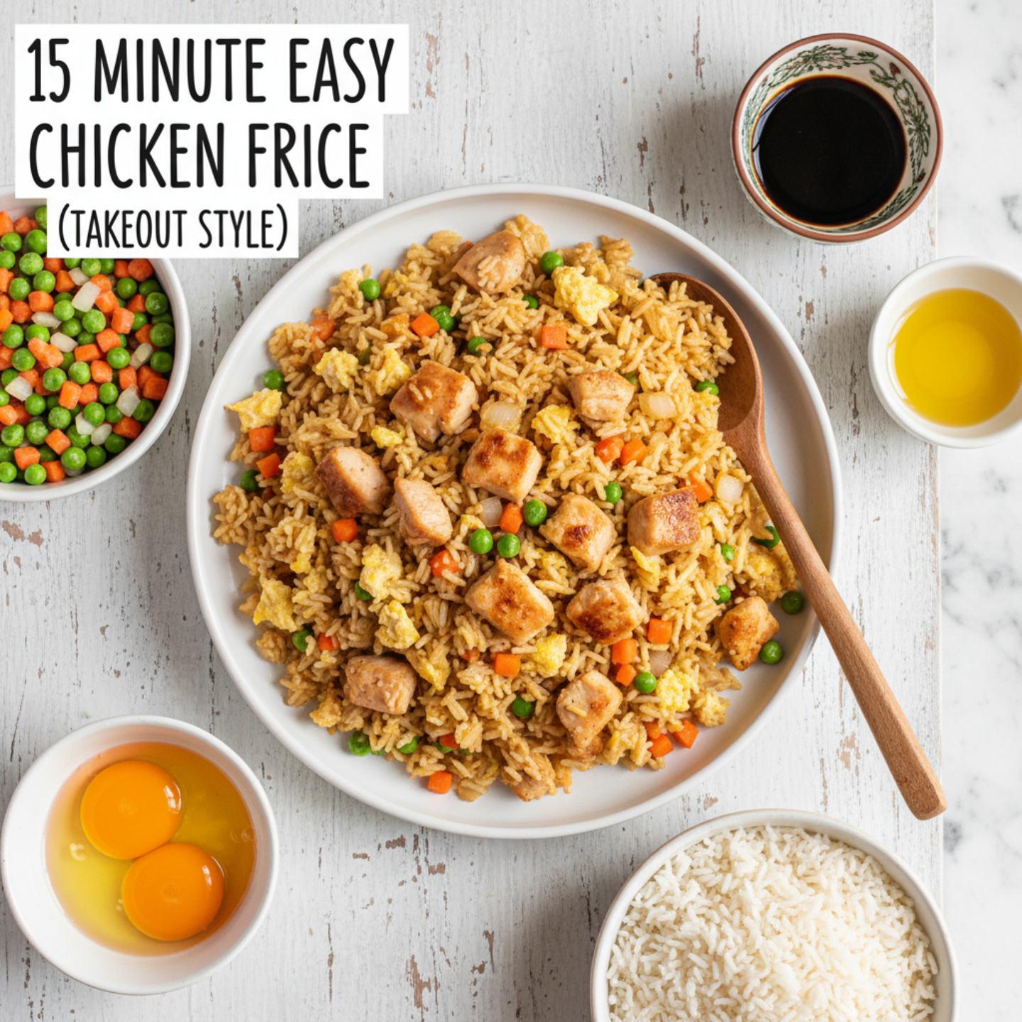 15 Minute Easy Chicken Fried Rice (Takeout Style)