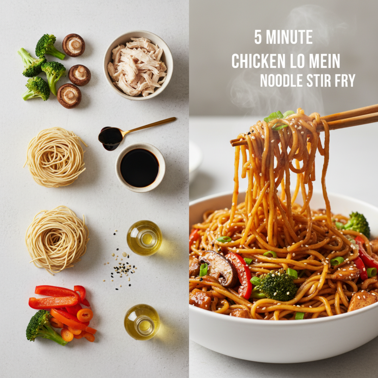 5 Minute Chicken Lo Mein Noodle Stir Fry Recipe