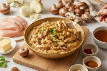 20 Minute Creamy Chicken Stroganoff with Mushrooms
