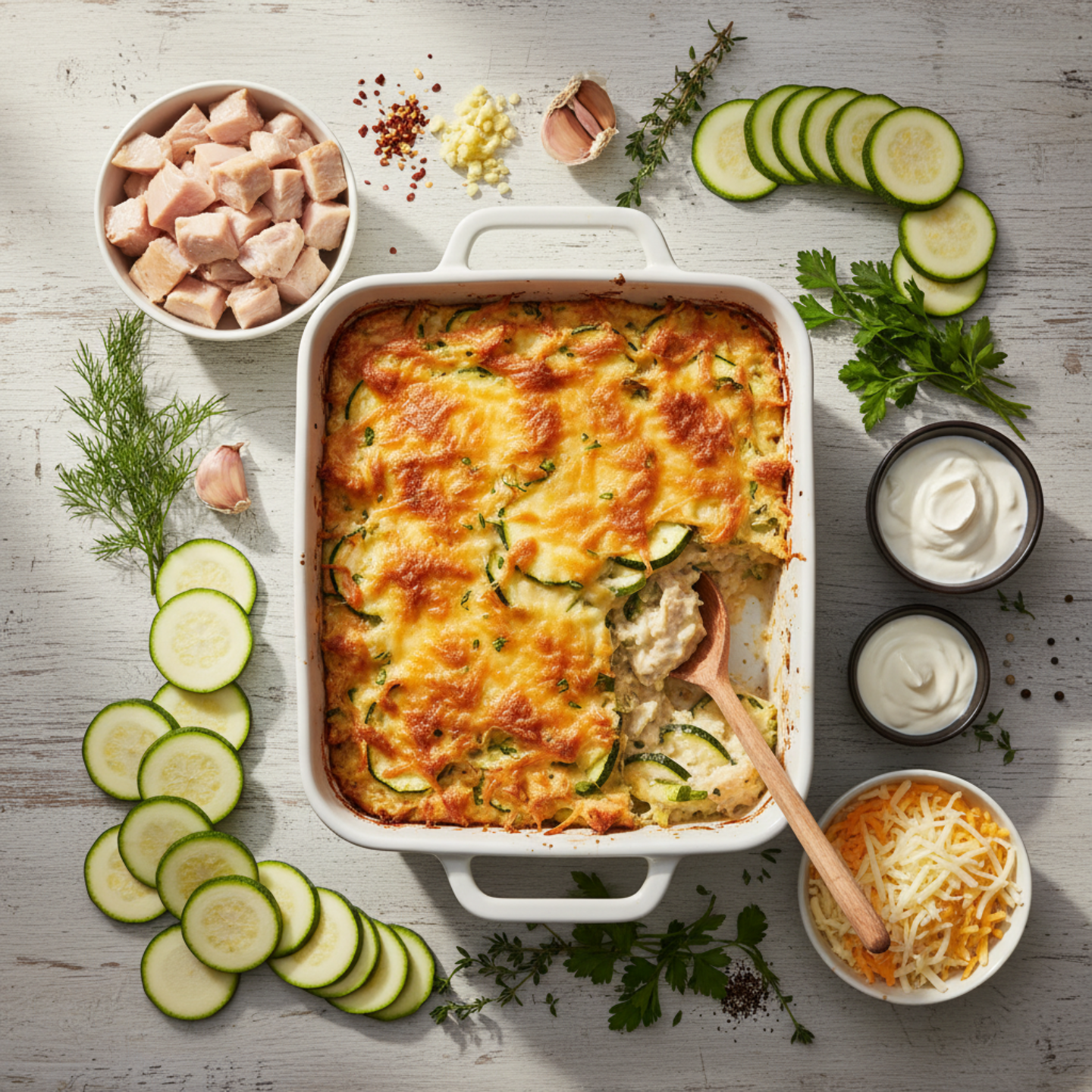 1 Low-Carb Chicken Zucchini Casserole (Keto Friendly)