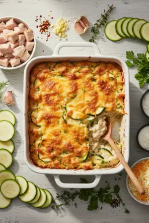 1 Low-Carb Chicken Zucchini Casserole (Keto Friendly)