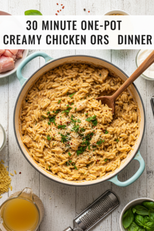 30 Minute One-Pot Creamy Chicken Orzo Dinner