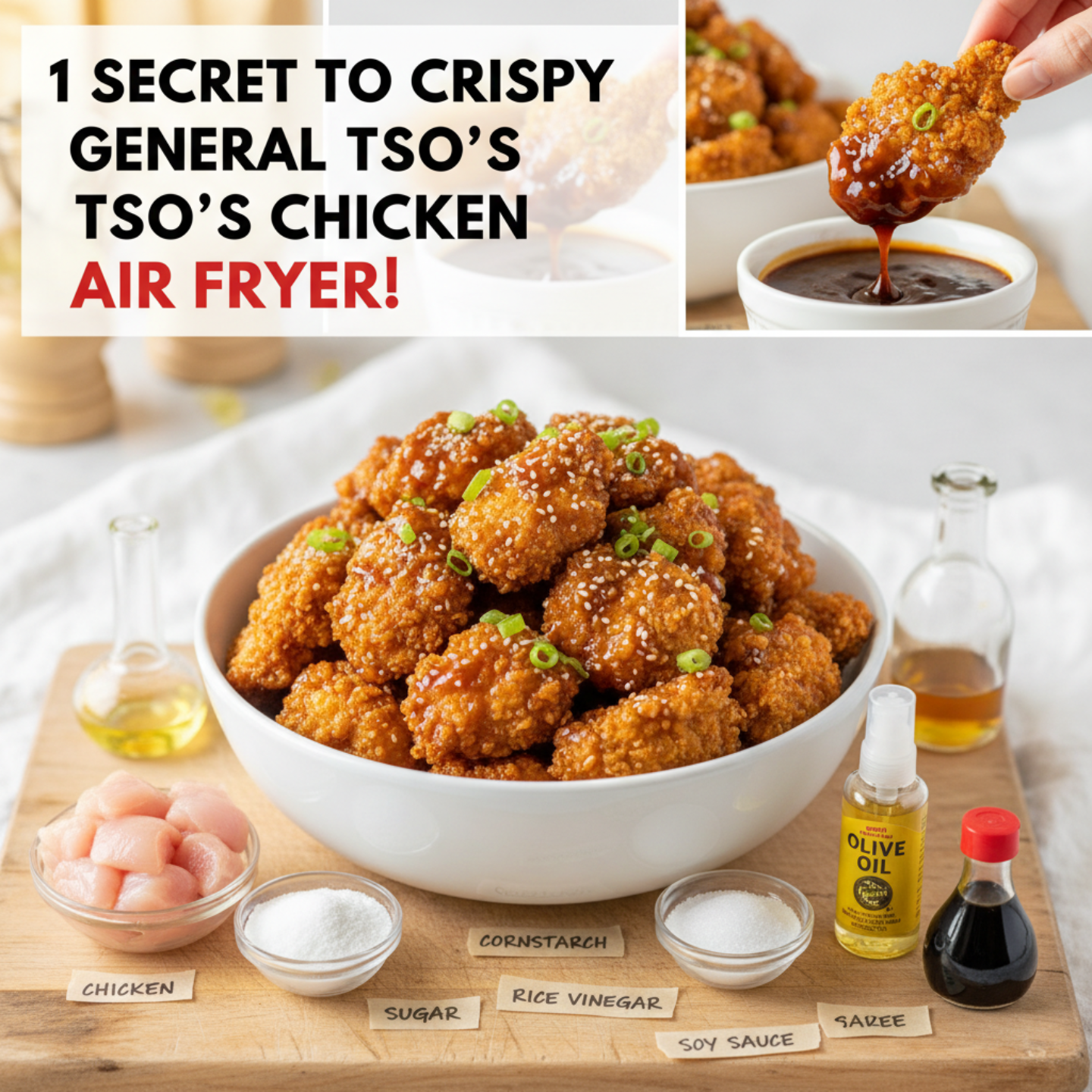 1 Secret to Crispy General Tso’s Chicken (Air Fryer)