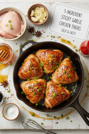 5 Ingredient Sticky Honey Garlic Chicken Thighs
