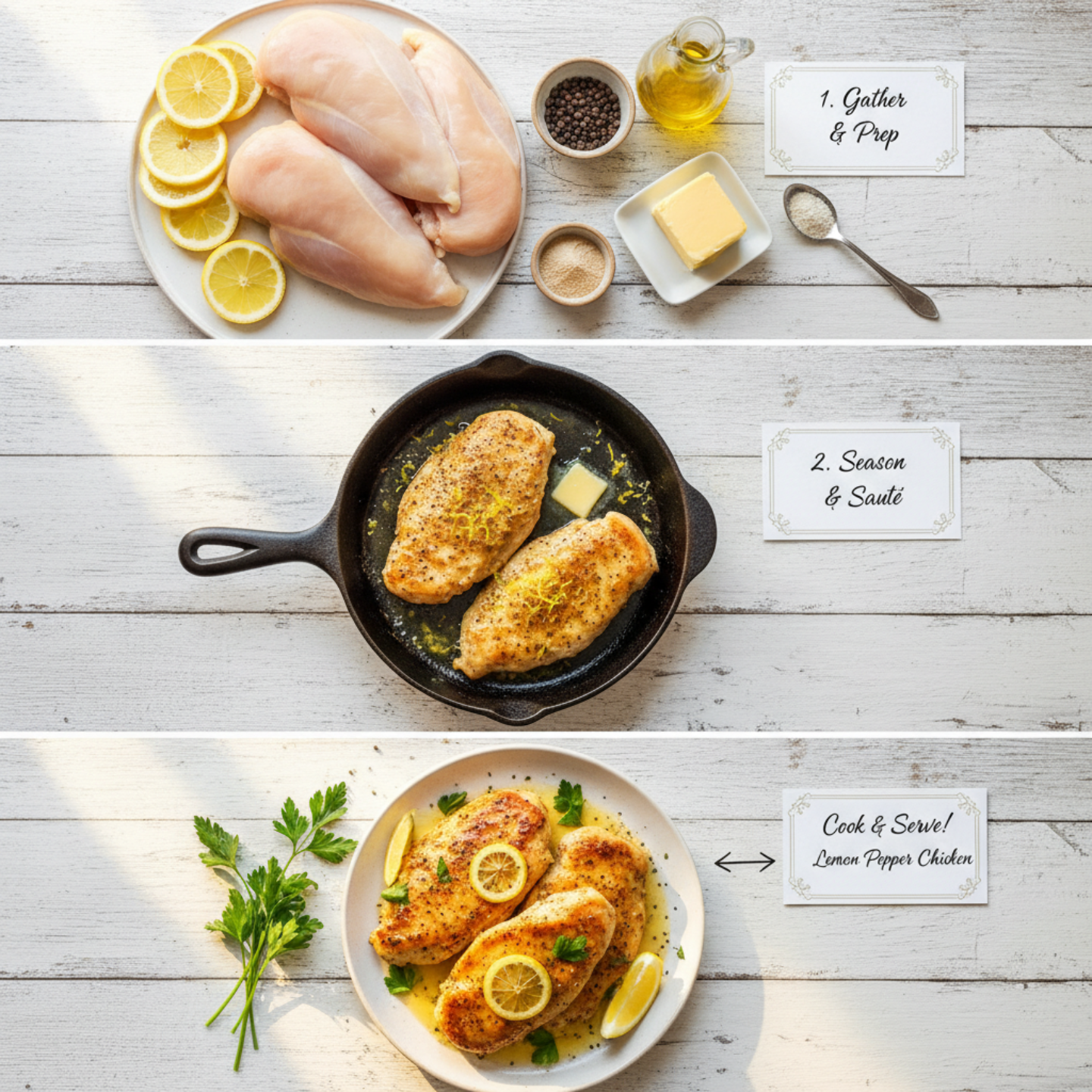 3 Step Lemon Pepper Chicken (Zesty & Buttery)