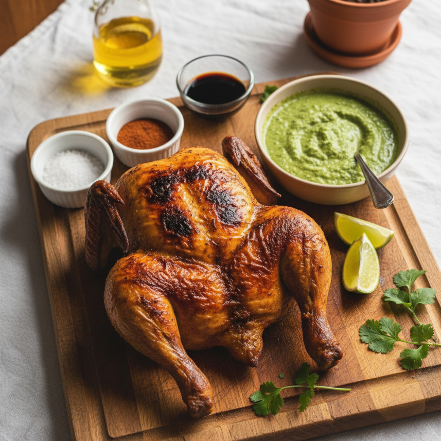 1 Peruvian Roast Chicken with Spicy Green Sauce