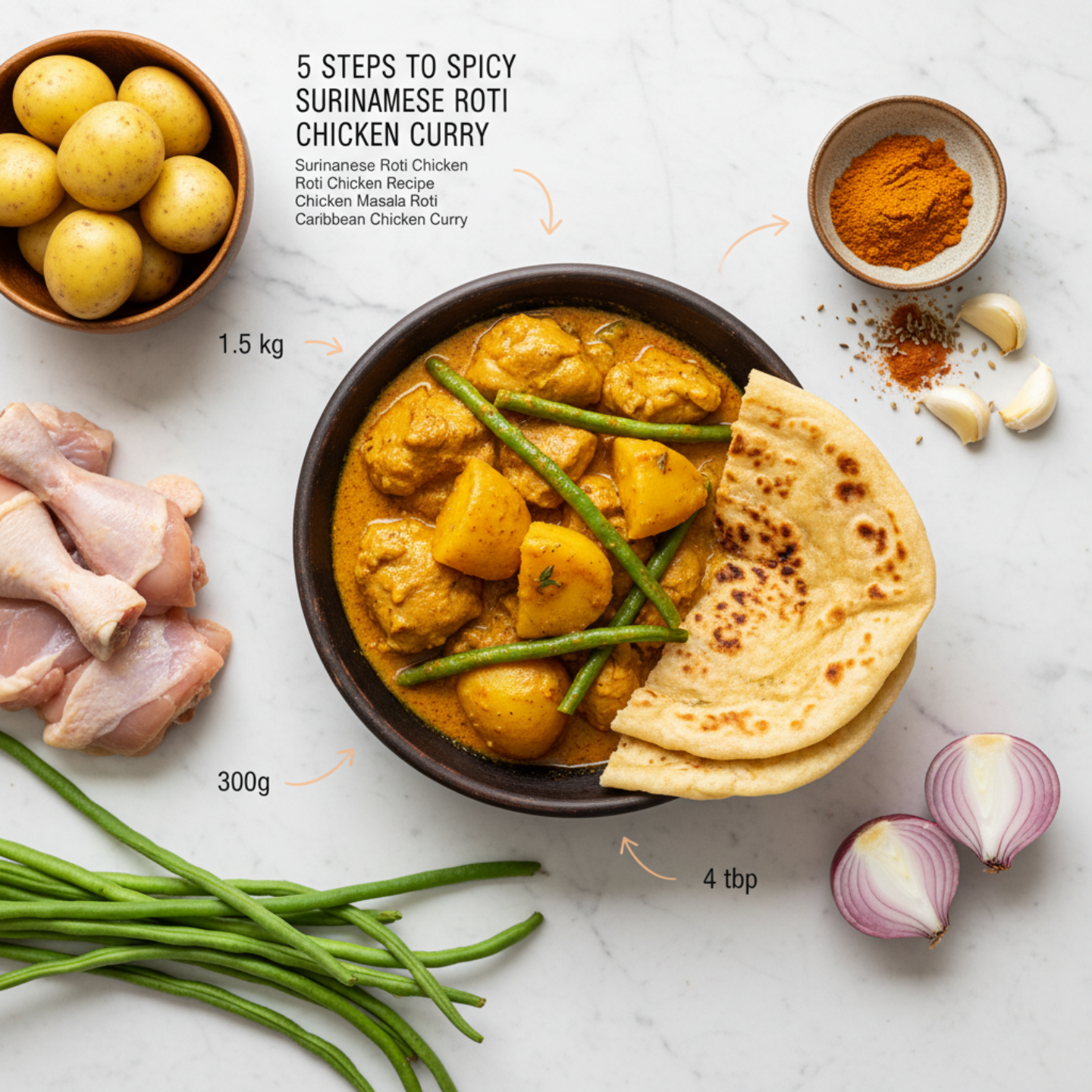 5 Steps to Make Spicy Surinamese Roti Chicken Curry